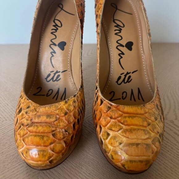Lanvin Snakeskin Pumps, Gradient Orange, Size Stilleto Heel, Size 37.5, Signed - Picture 2 of 6